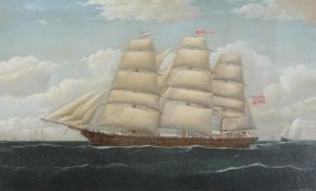 FREDERIK TUDGAY (BRITISH 1841-1921), THE NORWEGIAN SHIP DE MEZGER EN ROUTE TO THE NETHERLANDS