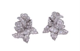 A PAIR OF DIAMOND ROSE EAR STUDS