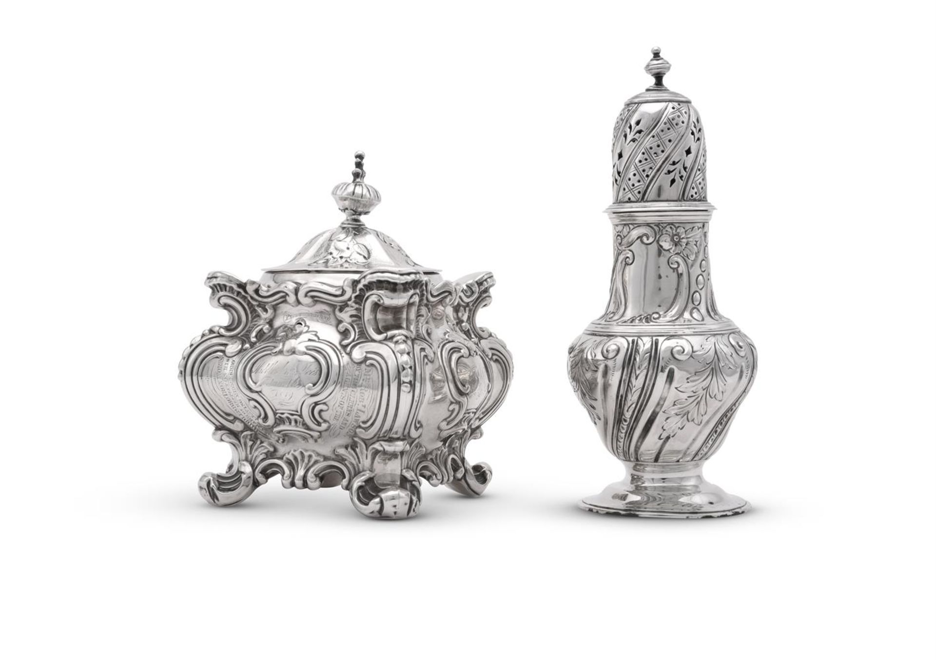 A VICTORIAN SILVER SQUARE BALUSTER TEA CADDY