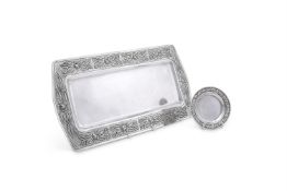 A MEXICAN SILVER COLOURED RECTANGULAR TRAY