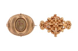 TWO VICTORIAN GOLD BROOCHES