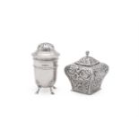 A VICTORIAN SILVER BOMBAY SQUARE SHAPED TEA CADDY