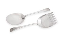 A PAIR OF OLD ENGLISH PATTERN SALAD SERVERS, ASPREY & CO. LTD.