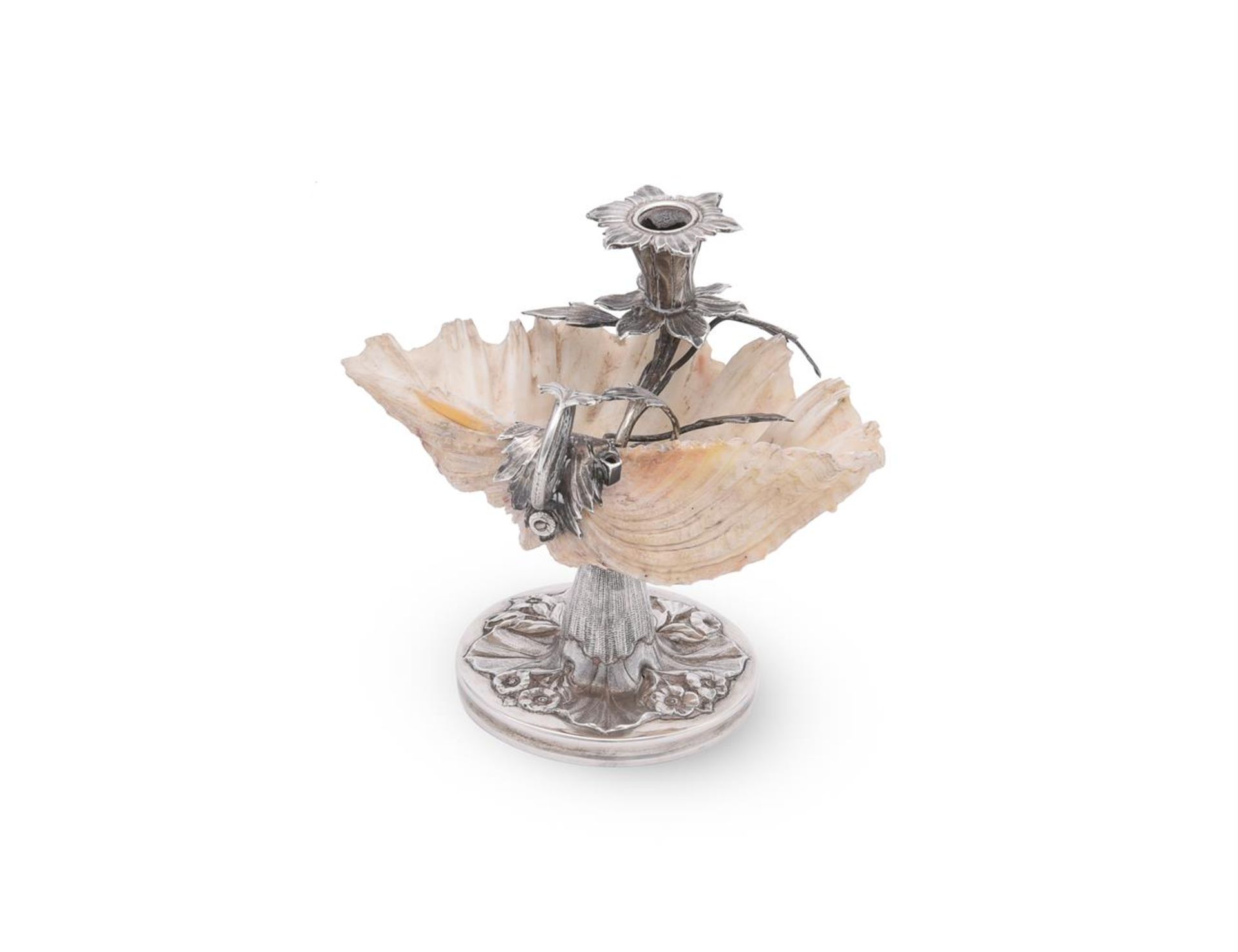 A WILLIAM IV SILVER AND SHELL MOUNTED TAPERSTICK - Image 2 of 4