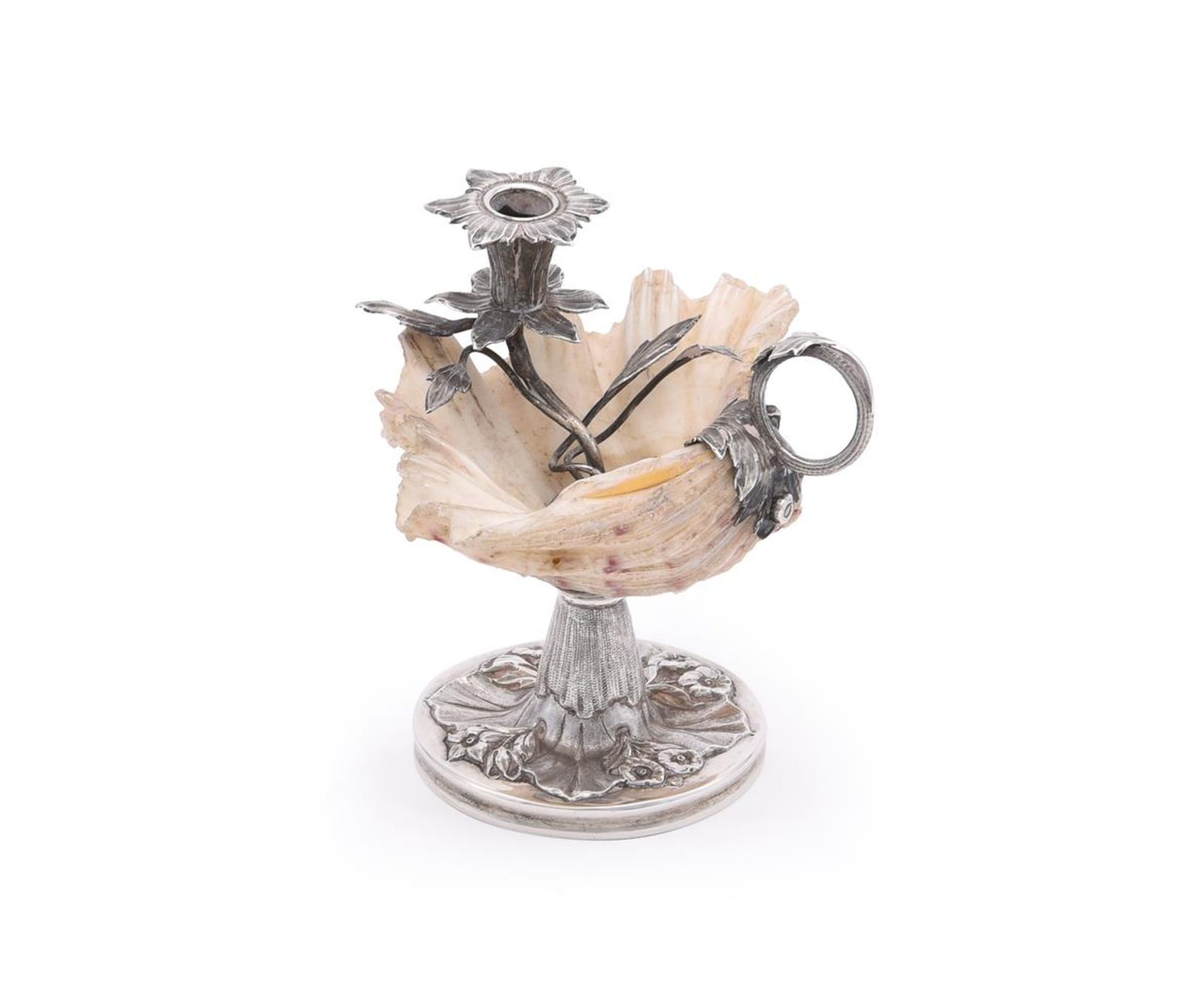 A WILLIAM IV SILVER AND SHELL MOUNTED TAPERSTICK - Image 3 of 4