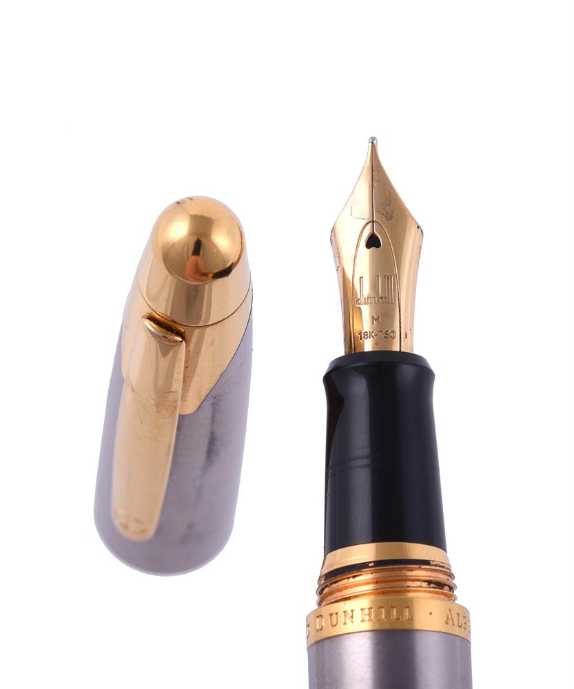 ALFRED DUNHILL, AD 2000, BRUSHED METAL CIGAR FOUNTAIN PEN - Image 2 of 2