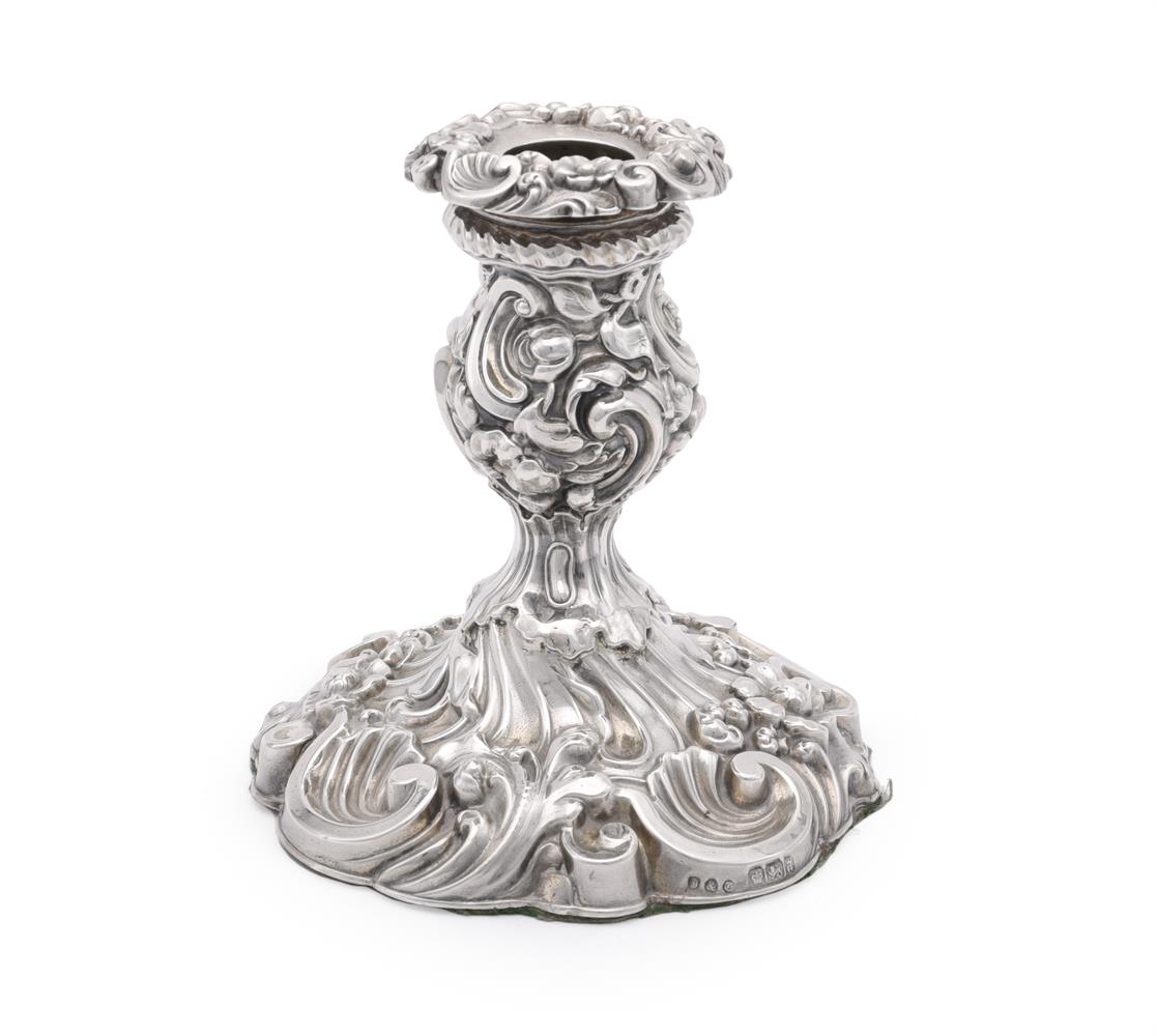 A MATCHED PAIR OF VICTORIAN SILVER CANDLESTICKS - Image 2 of 3