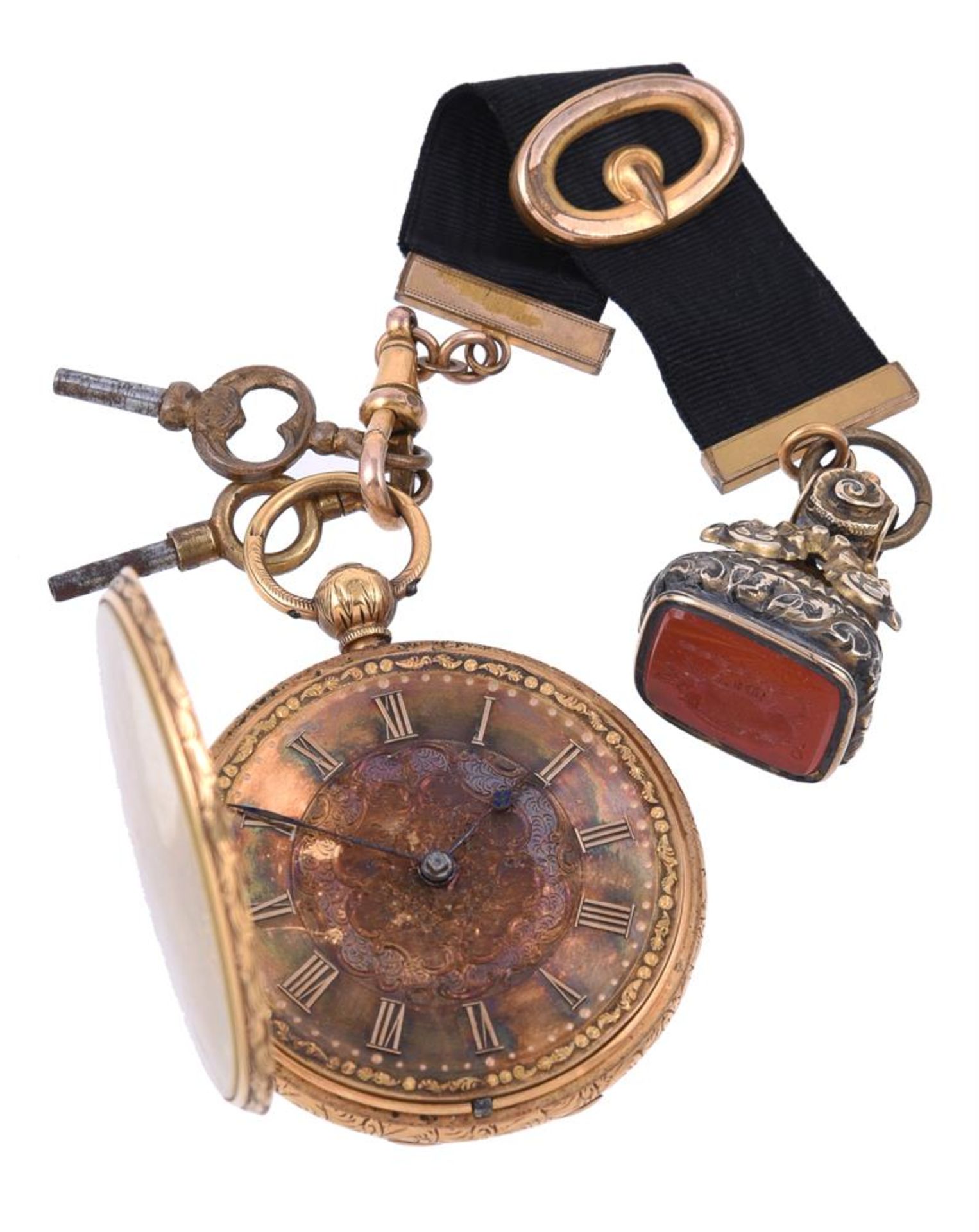 AN 18 CARAT GOLD OPEN FACE POCKET WATCH - Image 2 of 4