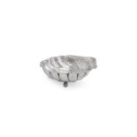 AN EDWARDIAN SILVER PIERCED AND EMBOSSED SHELL SHAPED DISH, ATKIN BROTHERS