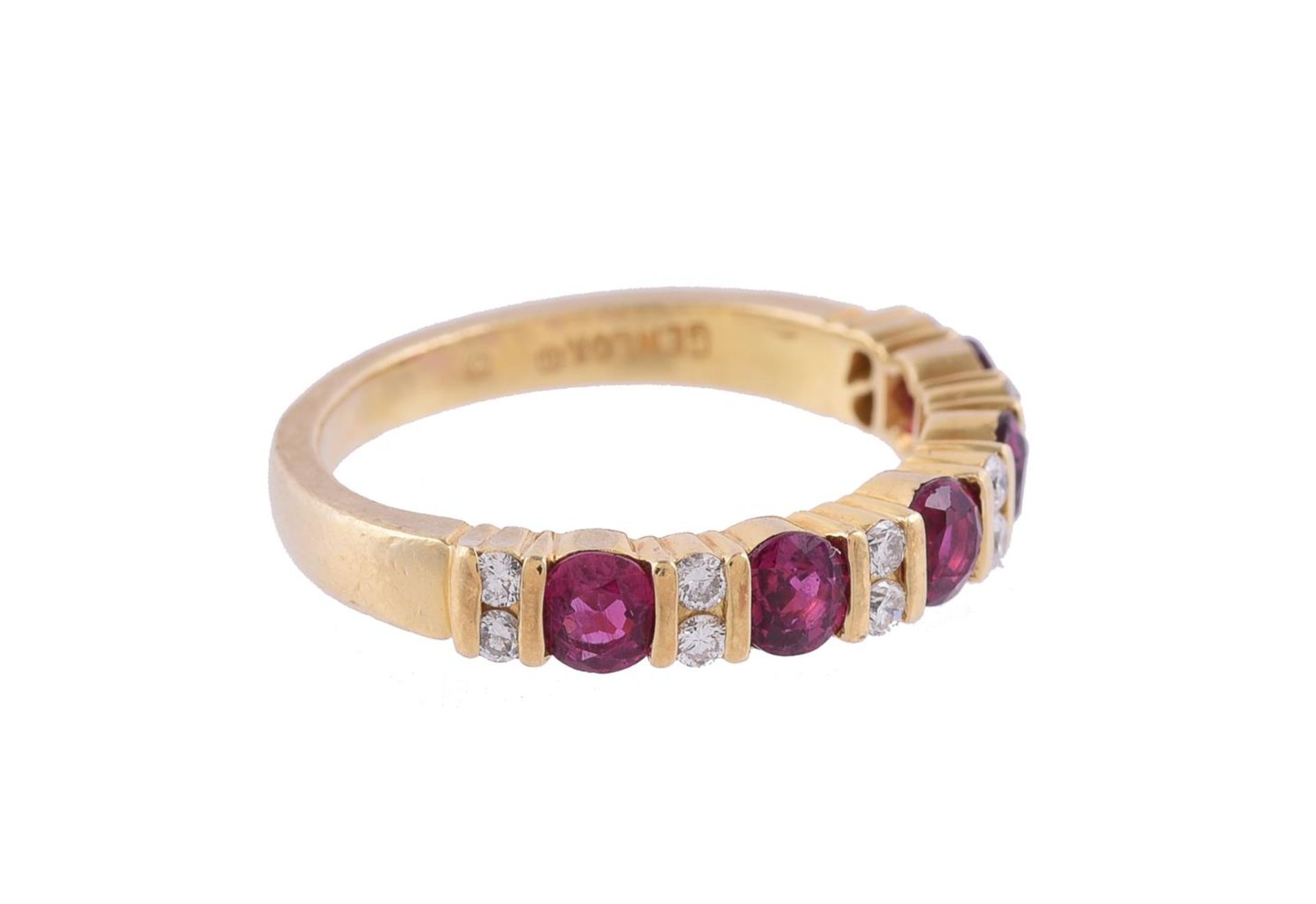 A RUBY AND DIAMOND HALF BAND RING - Image 2 of 2