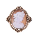 A MID VICTORIAN SHELL CAMEO BROOCH OF ANTINOUS, CIRCA 1870