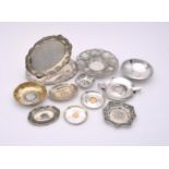 TWELVE CONTINENTAL SILVER COLOURED DISHES