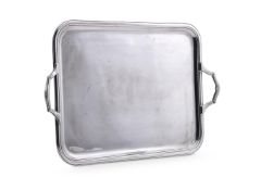 A FRENCH ELECTRO-PLATED TWIN HANDLED TRAY