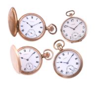 FOUR GOLD PLATED POCKET WATCHES