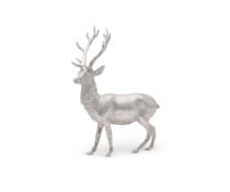 A SILVER MODEL OF A STAG