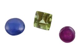 THREE UNMOUNTED GEM STONES