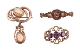 Y THREE VICTORIAN BROOCHES