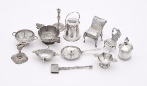 A COLLECTION OF DUTCH SILVER AND SILVER COLOURED MINIATURE ITEMS