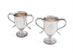 A PAIR OF VICTORIAN SILVER TWIN HANDLED CUPS