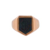 A LATE VICTORIAN 18 CARAT GOLD BLOODSTONE SIGNET RING, LONDON 1890