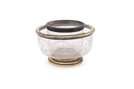 A FRENCH SILVER GILT COLOURED MOUNTED GLASS ICE BOWL