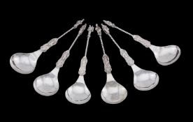 A SET OF SIX CONTINENTAL APOSTLE SPOONS, PSEUDO MARKS