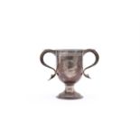 A GEORGE III SILVER TWIN HANDLED TROPHY CUP