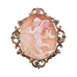 A MID VICTORIAN CAMEO BROOCH OF CUPID, CIRCA 1870