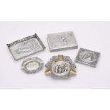 FIVE CONTINENTAL SILVER COLOURED ITEMS