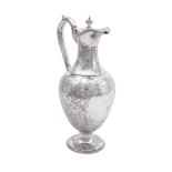 Y A VICTORIAN SILVER WINE FLAGON, ATKIN BROTHERS