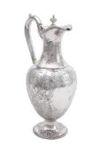 Y A VICTORIAN SILVER WINE FLAGON, ATKIN BROTHERS