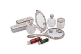 A COLLECTION OF SILVER MOUNTED DRESSING TABLE ITEMS