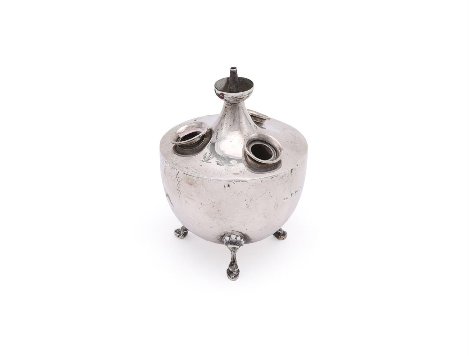 AN EDWARDIAN SILVER WAX JACK OR OIL LAMP - Image 2 of 3