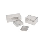 THREE SILVER MOUNTED CIGARETTE BOXES AND A CIGARETTE CASE