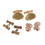 THREE PAIRS OF GOLD COLOURED CUFFLINKS