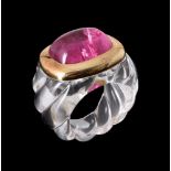 GRATIA SCOTT-OLDFIELD, A PINK TOURMALINE AND ROCK CRYSTAL DRESS RING