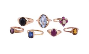 A COLLECTION OF GEM SET RINGS