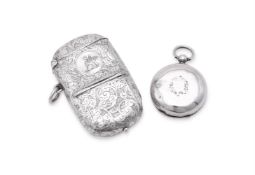 A VICTORIAN SILVER COMBINATION VESTA AND SOVEREIGN CASE