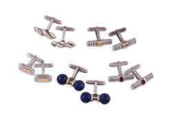 A COLLECTION OF SILVER COLOURED CUFFLINKS