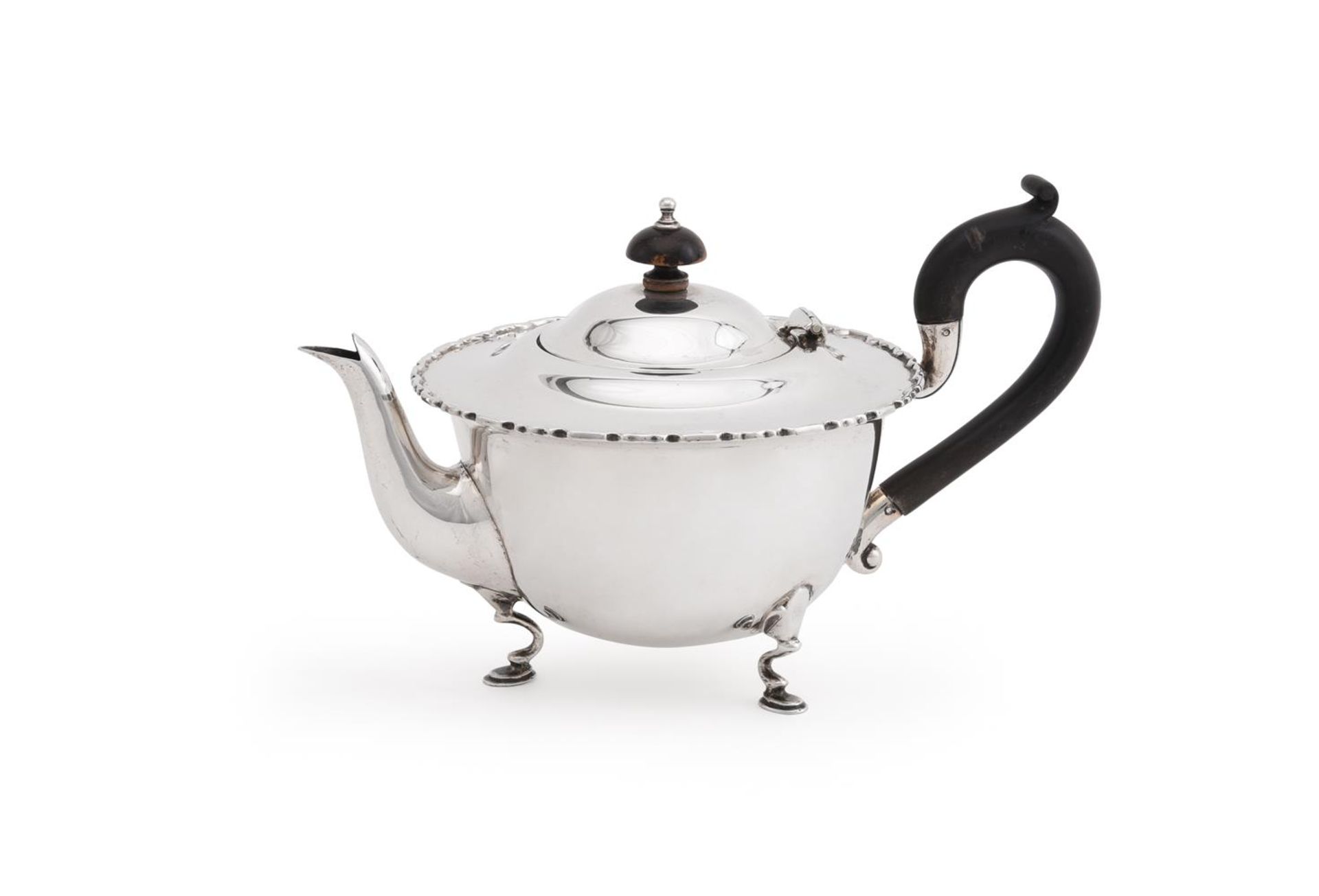 A SILVER CIRCULAR TEA POT, MAPPIN & WEBB LTD. - Image 2 of 3