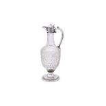 A RUSSIAN SILVER COLOURED MOUNTED WINE DECANTER