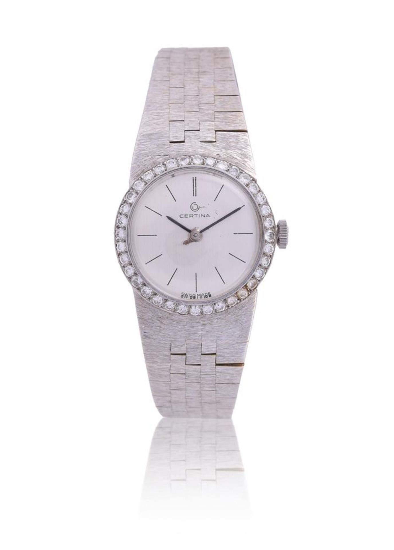 CERTINA, LADY'S WHITE GOLD COLOURED AND DIAMOND BRACELET WATCH