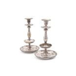 A PAIR OF FRENCH ELECTRO-PLATED CANDLESTICKS, CHRISTOFLE