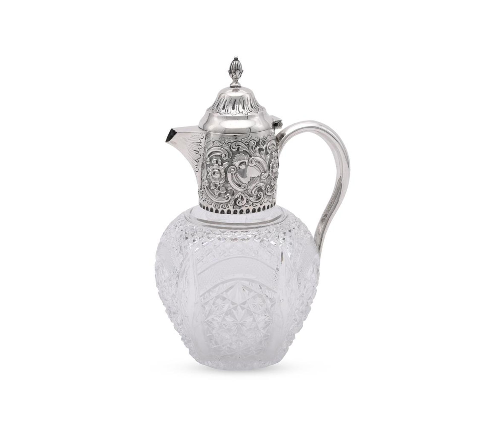 A VICTORIAN SILVER MOUNTED CUT GLASS CLARET JUG, PLANTE & CO.