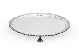 A SILVER SHAPED CIRCULAR SALVER, ADIE BROS. LTD