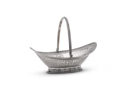A GEORGE III SILVER SWING HANDLED DISH, HENRY HOLLAND
