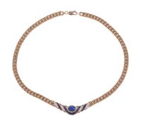 A SAPPHIRE AND DIAMOND NECKLACE