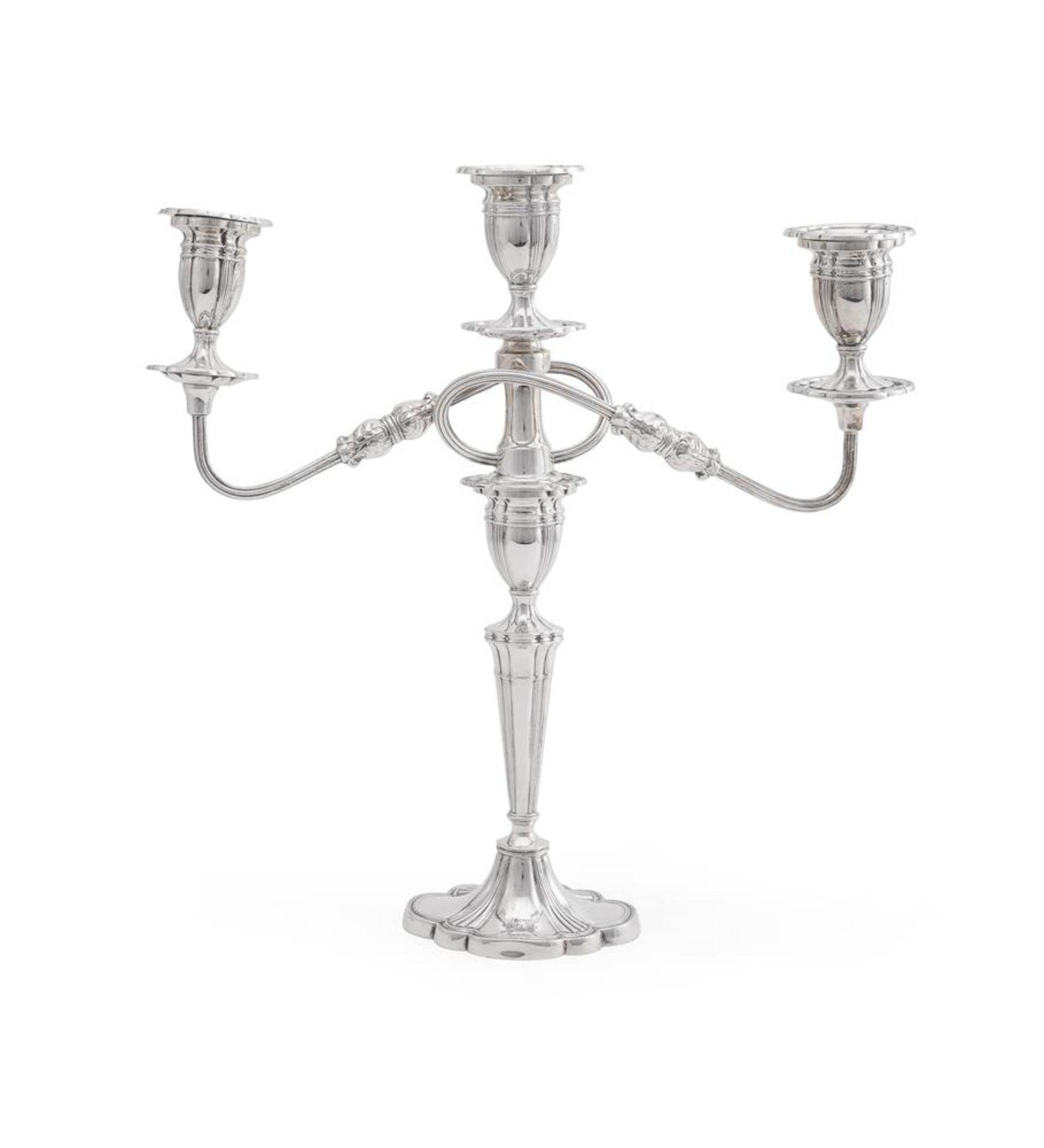 A PAIR OF SILVER THREE LIGHT CANDELABRA, ALEXANDER SMITH - Image 2 of 3