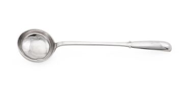 A CONTINENTAL SILVER COLOURED SOUP LADLE