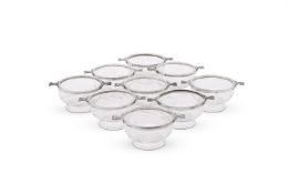 NINE SILVER MOUNTED GLASS FINGER BOWLS